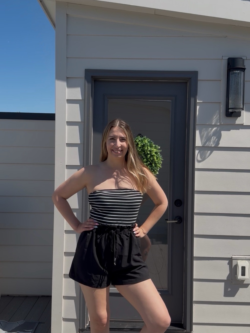 Cupshe Black & White Strapless Romper